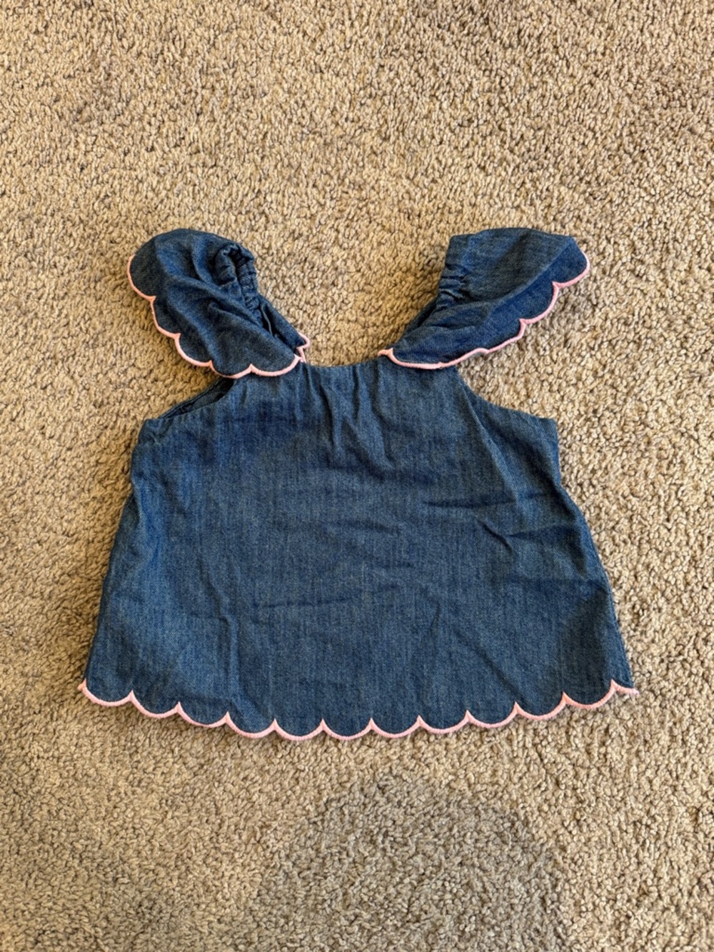 Old Navy Denim Sleeveless Top with Pink Scallop Trim - 3T